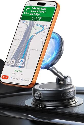 NeverFall Car Phone Mount for MagSafe, 89lbs Vacuum Suction, Strong Magnetic Dashboard & Windshield Mount, 360° Adjustable Phone Holder for iPhone & All Phones, Carbon Fiber in Saudi Arabia