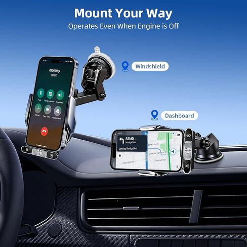 Car Phone Holder,Car Mount Charger,15W Wireless Charging & 10W Magnetic Charging(3 Connectors),Auto-Clamping Hands Free,Suction Cup Mount for Windshield,Mirror & Screen,Car Accessories & Gift in Saudi Arabia