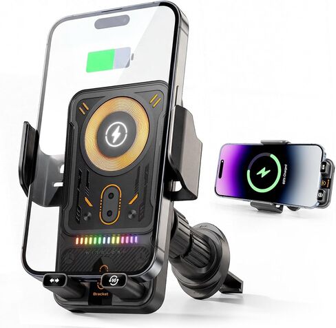 Phone Holders for Car, Cell Phone Mount 15W Wireless Car Charger with Induction Opening and Closing Air Vent Phone Stand with Smart Screen Rotation for Car Truck Accessories iPhone Samsung in Saudi Arabia
