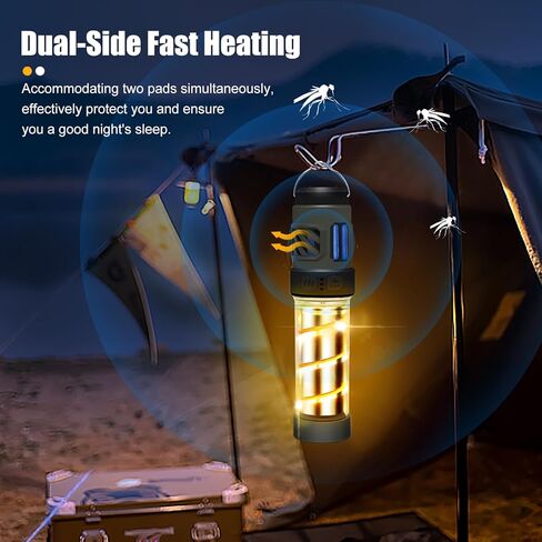 Repelix Buzz Defense Portable، 𝓜𝓸𝓼𝓺𝓾𝓲𝓽𝓸، مصابيح فانوس للتخييم قابلة لإعادة الشحن مع تسخين مزدوج، فانوس خفيف أبيض ودافئ مقاوم للماء للتخييم في الهواء الطلق، 12 عبوة in Kuwait