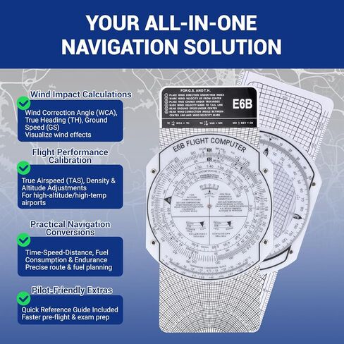 مجموعة أدوات راسمة الطيران من Medarchitect، جهاز كمبيوتر الطيران E6B للطيارين، تتضمن قاعدة شريحة الطيران راسمة الطيران ودليل وحقيبة تخزين متوافقة مع حزمة الطيار للطلاب IFR/VFR الرسوم البيانية in Kuwait