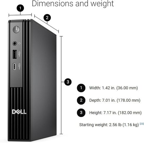 Dell Pro Micro AI PC (Next Gen OptiPlex 7020 7000 MFF), Intel 14-Core Ultra 5 235T (> i7-13700), 16GB DDR5, 512GB SSD, QCM1250 Mini Tiny Business Desktop, Wi-Fi, Ethernet, Bluetooth, DP, Win 11 Pro in Saudi Arabia