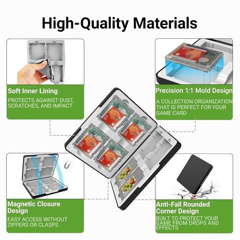 QUBAMG GB Game Case Compatible with Gameboy, Gameboy Color,Gameboy Pocket, Holds 8 GB Game Cartridges, Silicone Slots with Magnetic Closure, Portable Travel Organizer Storage Box for GB/GBC/GBP Collectors in Saudi Arabia