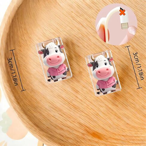 2pcs Acrylic Cute Cartoon Cow Cable Protector, Type-C Compatible, Anti-Break Data Cable Cover, Beautiful and Durable Charging Cable Protective Case, Perfectly Ideal in Saudi Arabia