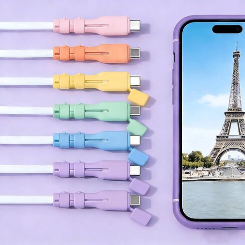 4-Pack USB-C Cable Protector, Silicone Charger Cord Saver Anti-Break Data Line Protection Cover with Integrated Dust Plug for Type-C Cables (Multicolor) in Saudi Arabia