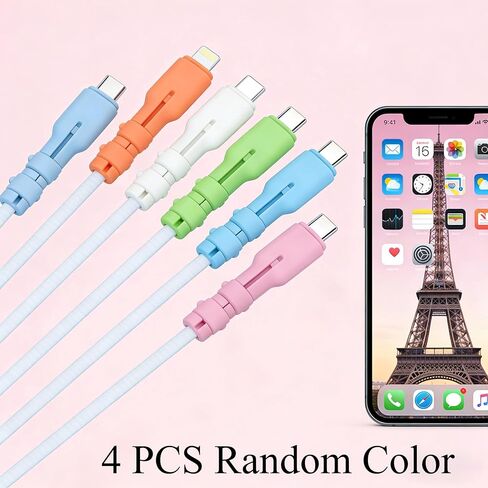4-Pack USB-C Cable Protector, Silicone Charger Cord Saver Anti-Break Data Line Protection Cover with Integrated Dust Plug for Type-C Cables (Multicolor) in Saudi Arabia