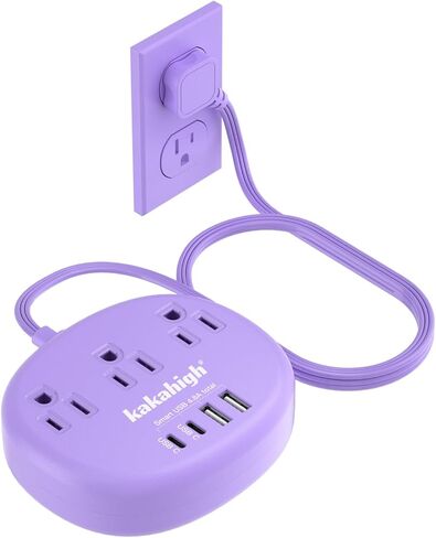 سلك تمديد وردي مع USB C - شريط طاقة Kawaii بطول 5 أقدام، سلك تمديد لطيف بقدرة 1625 وات مع 3 منافذ تيار متردد 4 USB (24W/4.8A)، مدمج لأساسيات المنزل المكتبية الوردية اللطيفة in Kuwait
