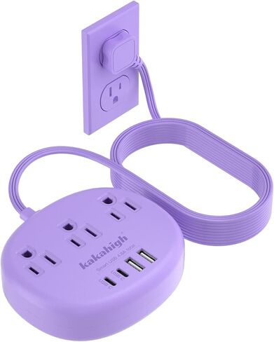 سلك تمديد وردي مع USB C - شريط طاقة Kawaii بطول 5 أقدام، سلك تمديد لطيف بقدرة 1625 وات مع 3 منافذ تيار متردد 4 USB (24W/4.8A)، مدمج لأساسيات المنزل المكتبية الوردية اللطيفة in Kuwait