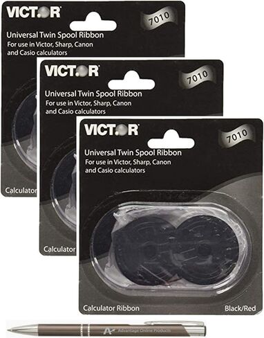 Genuine Victor 7010 Black and Red Ribbons for Aurora, Canon, Casio, Innovera, Sharp, TI and Victor calculators. Includes Bonus AdvantageOP Custom Metal Retractable Pen - Bundle of 3 in Saudi Arabia