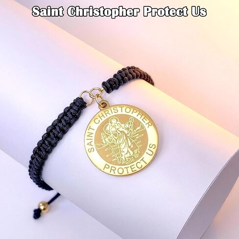 Saint Christopher Bracelet for Women Men, St Christopher Jewelry, Religious Christian Protection Jewelry Catholic Gifts for Confirmation/Birthday/Christmas/Family Members/Friends in Saudi Arabia