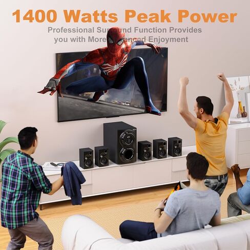 Bobtot Surround Sound Systems for TV - 1400 Watts Peak Power 12" Subwoofer Strong Bass 5.1 Wired Home Theater System Loud Stereo Audio Speaker with ARC Optical Bluetooth Input in Saudi Arabia