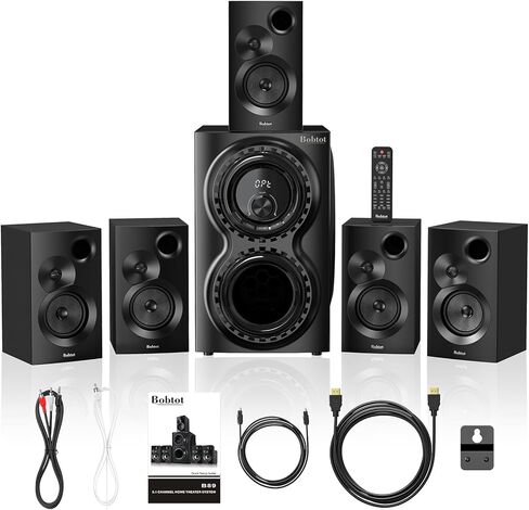Bobtot Surround Sound Systems for TV - 1400 Watts Peak Power 12" Subwoofer Strong Bass 5.1 Wired Home Theater System Loud Stereo Audio Speaker with ARC Optical Bluetooth Input in Saudi Arabia