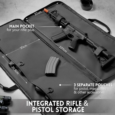 Single Rifle Case Bag, Tactical Padded Soft Gun Case w/MOLLE System, Wide Interior Fits Scoped Rifles, Adjustable Sling, Dual Zipper for Hunting & Range in Saudi Arabia