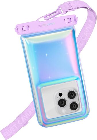 VELVET CAVIAR Waterproof Phone Pouch with Lanyard | IP68 Floating Case for iPhone & All Phones | Dry Bag for Snorkeling, Beach, Kayaking | Travel & Cruise Essentials for Women (Lavender Holo) in Saudi Arabia