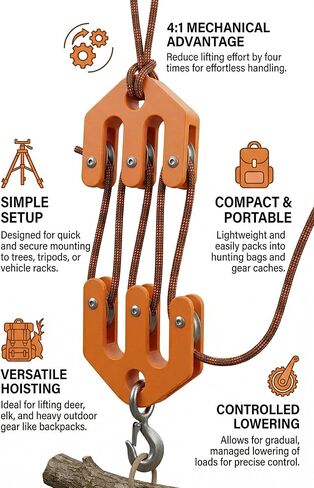 Portable Game Gear Hoist - Mini Pocket Raven Equipment - Small Block and Tackle Pulley System in Saudi Arabia
