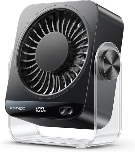 KIMMOO Desk Fan for Bedroom, Rechargeable USB Turto Table Fan, 199 Speeds, 270° Rotating, Quiet Small Desk Fan with LED Display, Personal Desktop Cooling Fan, Wall Fan for Home Office Travel (Black) in Kuwait