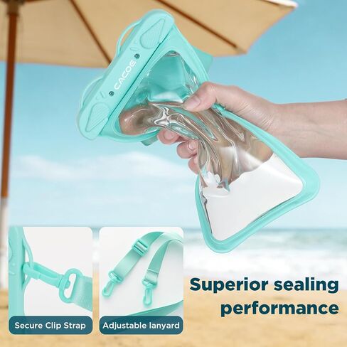 جراب هاتف مقاوم للماء من CACOE، عبوتان، حقيبة مزدوجة مقاومة للماء، حافظة هاتف مضادة للماء بمساحة مزدوجة IPX8 مع حبل قابل للتعديل [يصل إلى 8.8 بوصة] حقيبة هاتف محمول أساسيات سفينة الرحلات البحرية على الشاطئ (أسود + أخضر) in Kuwait