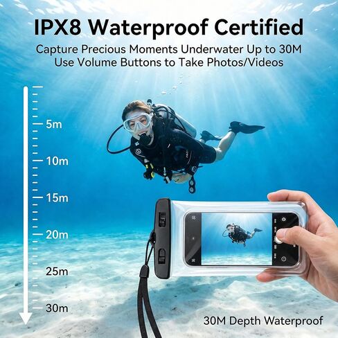 IPX8 Waterproof Phone Pouch, Underwater Phone Case with Lanyard, Water Proof Phone Bag for Snorkeling, Universal Outdoor Phone Protector Pouch for iPhone, Samsung, and More, Fits Up to 8.9", Black in Saudi Arabia