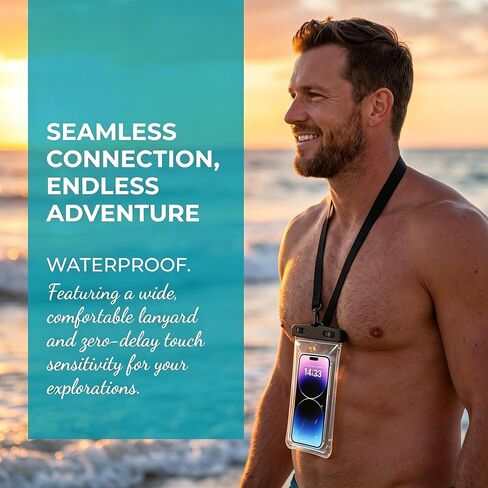 IPX8 Waterproof Phone Pouch, Underwater Phone Case with Lanyard, Water Proof Phone Bag for Snorkeling, Universal Outdoor Phone Protector Pouch for iPhone, Samsung, and More, Fits Up to 8.9", Black in Saudi Arabia