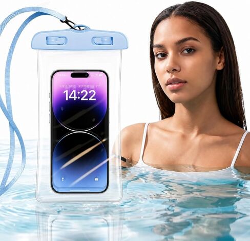 IPX8 Waterproof Phone Pouch, Underwater Phone Case with Lanyard, Water Proof Phone Bag for Snorkeling, Universal Outdoor Phone Protector Pouch for iPhone, Samsung, and More, Fits Up to 8.9", Black in Saudi Arabia