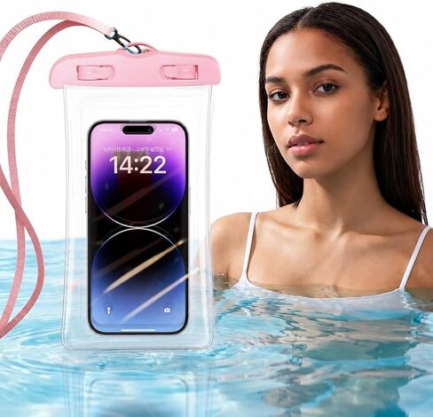 IPX8 Waterproof Phone Pouch, Underwater Phone Case with Lanyard, Water Proof Phone Bag for Snorkeling, Universal Outdoor Phone Protector Pouch for iPhone, Samsung, and More, Fits Up to 8.9", Black in Saudi Arabia