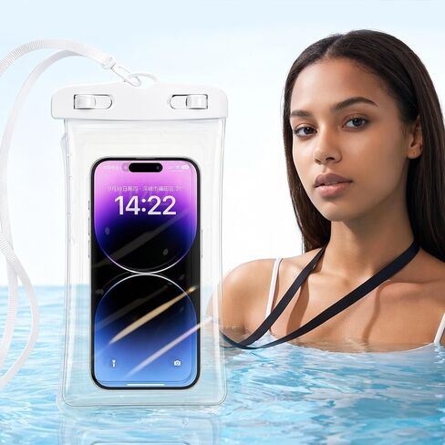 IPX8 Waterproof Phone Pouch, Underwater Phone Case with Lanyard, Water Proof Phone Bag for Snorkeling, Universal Outdoor Phone Protector Pouch for iPhone, Samsung, and More, Fits Up to 8.9", Black in Saudi Arabia