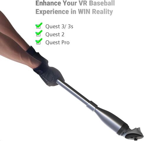 Weighted VR Baseball Bat Attachment for Meta Quest 3s/3/2/Pro - Aluminum Short Baseball Bat Handle Accessory for Win Reality & Totally Baseball Indoor Training in Kuwait