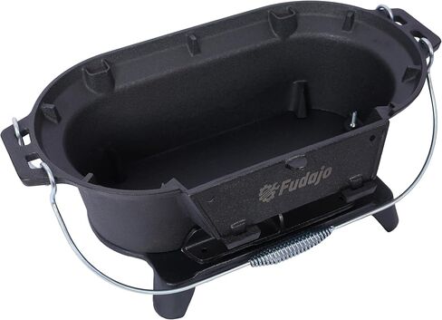 Portable Cast Iron Hibachi Grill - Tabletop Charcoal Grill for Camping, Tailgating & Patio | Oval Design with Cooking Grate | Compact BBQ Stove (15.5") in Saudi Arabia
