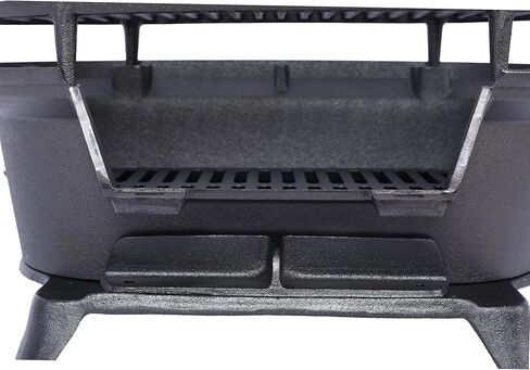 Portable Cast Iron Hibachi Grill - Tabletop Charcoal Grill for Camping, Tailgating & Patio | Oval Design with Cooking Grate | Compact BBQ Stove (15.5") in Saudi Arabia