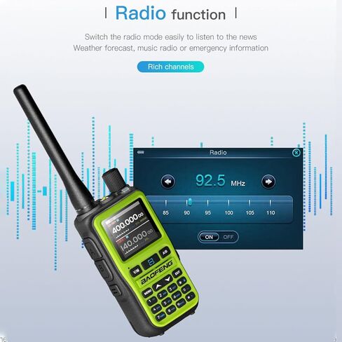 BAOFENG UV-5R جهاز اتصال لاسلكي صغير طويل المدى ثنائي PTT برمجة بلوتوث AM FM NOAA مصباح يدوي قابل لإعادة الشحن من النوع C شحن U/V راديو هام ثنائي الاتجاه مع سماعة أذن 771 هوائي (أسود 1 قطعة) in Kuwait