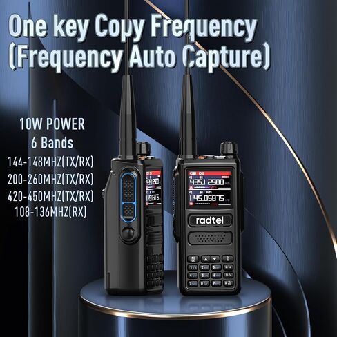 Radtel RT-470 10 وات راديو هام متعدد النطاقات طويل المدى 2800 مللي أمبير في الساعة بطارية USB-C، 256 قناة AM طائرة محمولة باليد جهاز اتصال لاسلكي بتردد مفتاح واحد يتطابق مع راديو NOAA FM in Kuwait