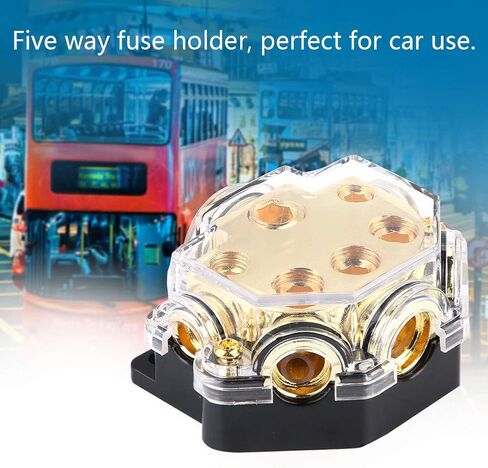 Five Way Holder, Automotive Power Distributor Block, 5 Way Vehicle Block with Zinc Alloy Conductors for Car Audio System, Durable Plastic and Metal Construction in Saudi Arabia