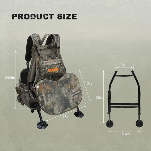 MDSTOP Turkey Vest with Seat with Kickstand, Adjustable Hunting Vest with Padded Seat and Game Pouch, For Men & Women Camo in Kuwait