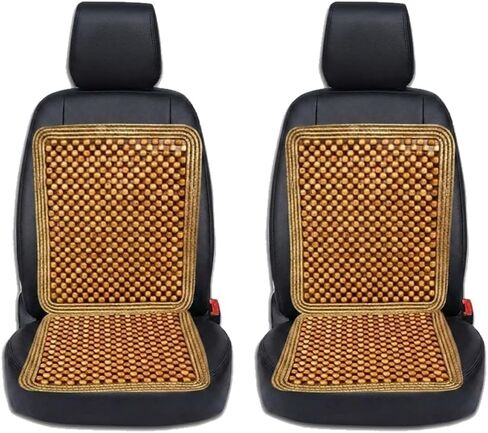 ZONETECH Wooden Beaded Car Driver Seat Cushion - Natural Double Strung Massaging Universal Comfortable Car Seat Cover Cushion with High Ventilation in Saudi Arabia