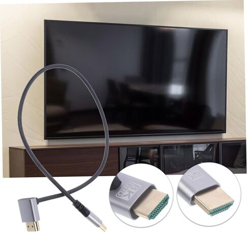 8k High-Speed Video Cable Downward Angle 1m, Male to Male Monitor Accessory Compatible with PC and Tv, Ultra-Thin Video Cord for Computer and Home Theater in Saudi Arabia