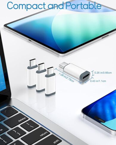 محول Herfair 4Pack Lightning إلى USB C للشحن السريع ونقل البيانات متوافق مع iPhone 15/16/17 Pro/17 Pro Max، ملحقات الشاحن، مبدل محول المنافذ، وليس للصوت/OTG in Saudi Arabia