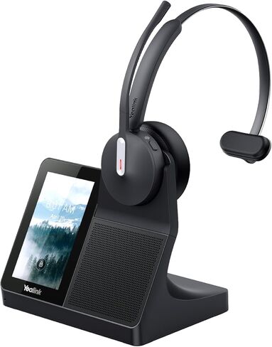 Yealink WH64 Workstation DECT سماعة رأس لاسلكية مع شاشة لمس 4 بوصات، 3x ميكروفون لإلغاء الضوضاء، نطاق 606 قدمًا، محطة عمل الكل في واحد مع مكبر صوت، 3x سماعة مكتب محور USB للهاتف المكتبي والكمبيوتر والهاتف المحمول in Saudi Arabia