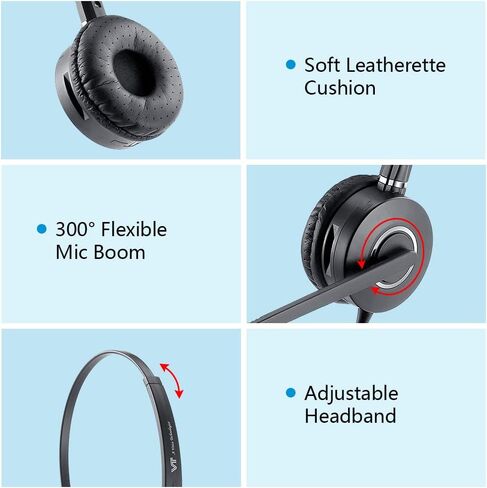 سماعة رأس QD مع مقبس 3.5 مم ومحول USB-C للكمبيوتر الشخصي والهاتف المحمول والكمبيوتر اللوحي ومقبس 2.5 مم متوافق مع هواتف Panasonic-Cisco-AT&T-Grandstream IP وما إلى ذلك مع كتم الصوت والتحكم في مستوى الصوت in Kuwait