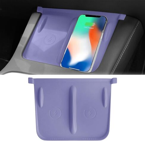 Center Console Wireless Charging Mat Compatible with Tesla Model Y 3 2024 2023 2022 2021Accessories Interior Pad Non-Slip Mat Upgrade Protection Trim Pads Dashboard Decoration Cover Gen 2 (Purple) in Saudi Arabia