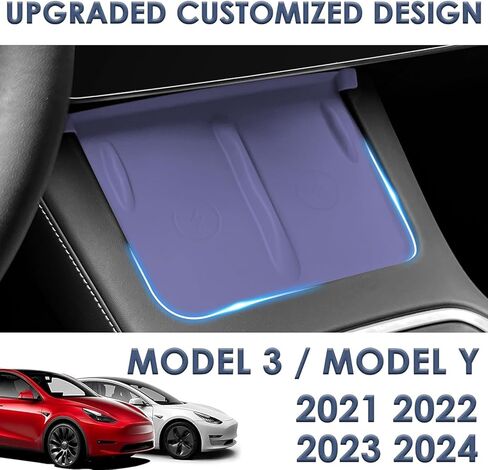 Center Console Wireless Charging Mat Compatible with Tesla Model Y 3 2024 2023 2022 2021Accessories Interior Pad Non-Slip Mat Upgrade Protection Trim Pads Dashboard Decoration Cover Gen 2 (Purple) in Saudi Arabia