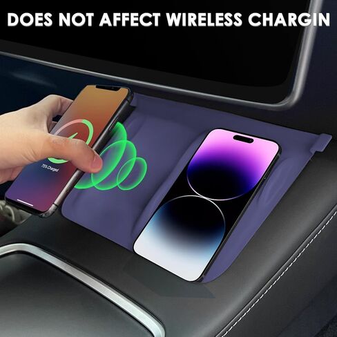 Center Console Wireless Charging Mat Compatible with Tesla Model Y 3 2024 2023 2022 2021Accessories Interior Pad Non-Slip Mat Upgrade Protection Trim Pads Dashboard Decoration Cover Gen 2 (Purple) in Saudi Arabia