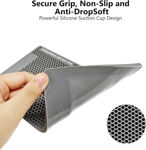 TENOC Silicone Non-Slip Mat 1 Pack for Screen Protector Installation & Car Dashboard, Large Anti-Slide Grip Pad with Camera Cutout, Thick Sticky Mat for Phone Repair, Tool, Tablet (8.7" x 5.1", Gray) in Saudi Arabia