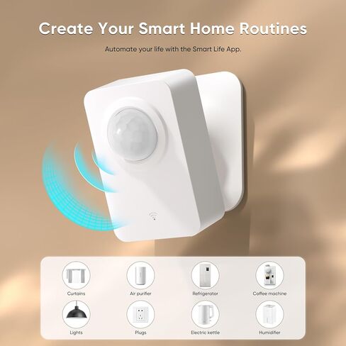 مستشعر حركة WiFi، كاشف حركة PIR ذكي مع تنبيهات التطبيقات في الوقت الحقيقي، زاوية واسعة 128 درجة ونطاق 8 أمتار، لا يتطلب محورًا، يعمل مع Smart Life/Tuya، يعمل بالبطارية أو USB لأتمتة أمان المنزل in Kuwait