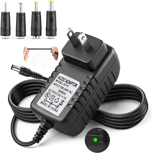 5V Charger Compatible with Crosley, Vinyl Record Player Power Cord, 4 DC Connectors Fit for Vintage 3-Speed Player, Bluetooth Speaker, Boombox, Keyboards, mini TVs, LED Strips in Saudi Arabia