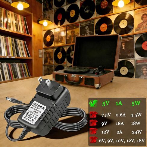 5V Charger Compatible with Crosley, Vinyl Record Player Power Cord, 4 DC Connectors Fit for Vintage 3-Speed Player, Bluetooth Speaker, Boombox, Keyboards, mini TVs, LED Strips in Saudi Arabia