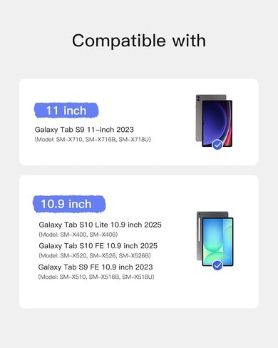 حافظة لوحة مفاتيح Inateck لجهاز Samsung Galaxy Tab S10 Lite/S10 FE/S9 FE 10.9 بوصة/S9 11 بوصة، لوحة مفاتيح بلوتوث مغناطيسية قابلة للفصل مع لوحة لمس، وضع عمودي/أفقي، حامل أقلام مدمج، N0064 أسود in Kuwait