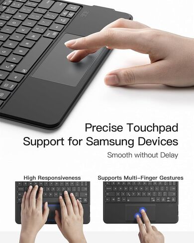حافظة لوحة مفاتيح Inateck لجهاز Samsung Galaxy Tab S10 Lite/S10 FE/S9 FE 10.9 بوصة/S9 11 بوصة، لوحة مفاتيح بلوتوث مغناطيسية قابلة للفصل مع لوحة لمس، وضع عمودي/أفقي، حامل أقلام مدمج، N0064 أسود in Kuwait