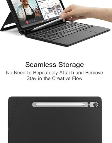 حافظة لوحة مفاتيح Inateck لجهاز Samsung Galaxy Tab S10 Lite/S10 FE/S9 FE 10.9 بوصة/S9 11 بوصة، لوحة مفاتيح بلوتوث مغناطيسية قابلة للفصل مع لوحة لمس، وضع عمودي/أفقي، حامل أقلام مدمج، N0064 أسود in Kuwait