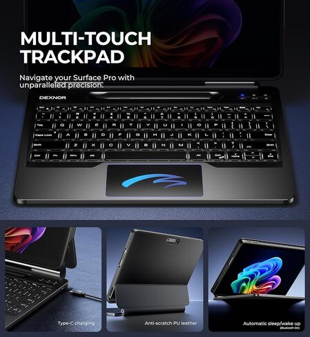 Dexnor for Microsoft Surface Pro 11/9 Case with Keyboard Magic-Style Keyboard Case with Detachable Magnetic Case & Floating Cantilever Stand & Trackpad & Dual Bluetooth & Backlit & Pen Holder in Saudi Arabia