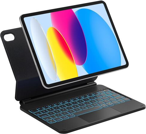 حافظة لوحة المفاتيح المغناطيسية Inateck NeoMagic لجهاز iPad الجيل العاشر 10.9 بوصة/الجيل الحادي عشر 2025 A16 مقاس 11 بوصة، حامل ناتئ عائم، إضاءة خلفية 7 ألوان، مع لوحة تتبع، لوحة مفاتيح على الطراز السحري، أسود in Kuwait
